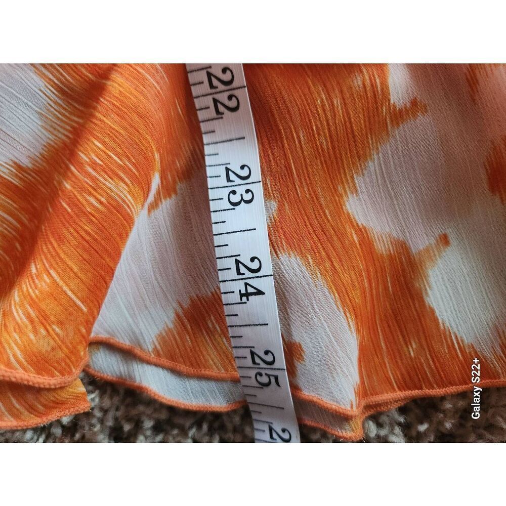 F21 Ninety ruffly orange and white floral blouse sleeveless tank w/straps - Picture 9 of 9